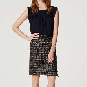 Loft Fringe Tweed Wrap Skirt